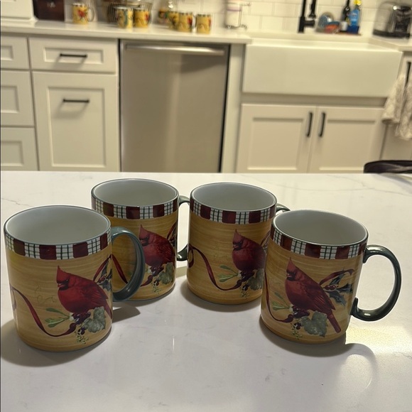 Lenox Red and Cream Dining Mugs Set of 4 - Picture 1 of 4